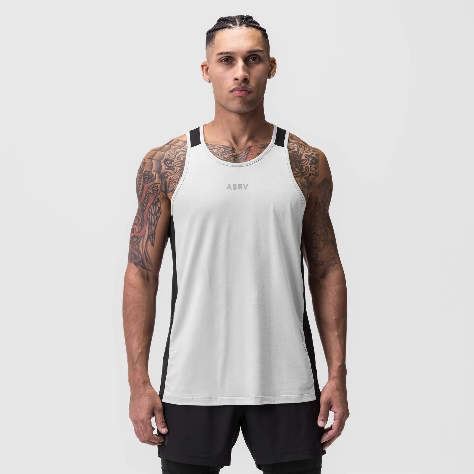 0809. Supima® Mesh Panel Training Singlet  - White