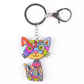 Acrylic Pattern Cute Animal Fashion Cat Keychain Accessories for Women