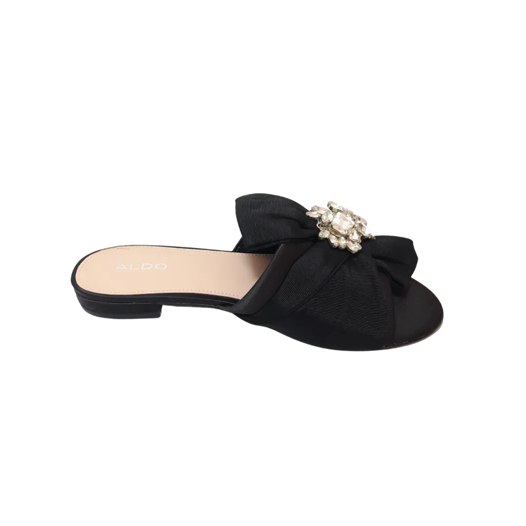 ALDO Black Pleated Rhinestone Flats | Like New |