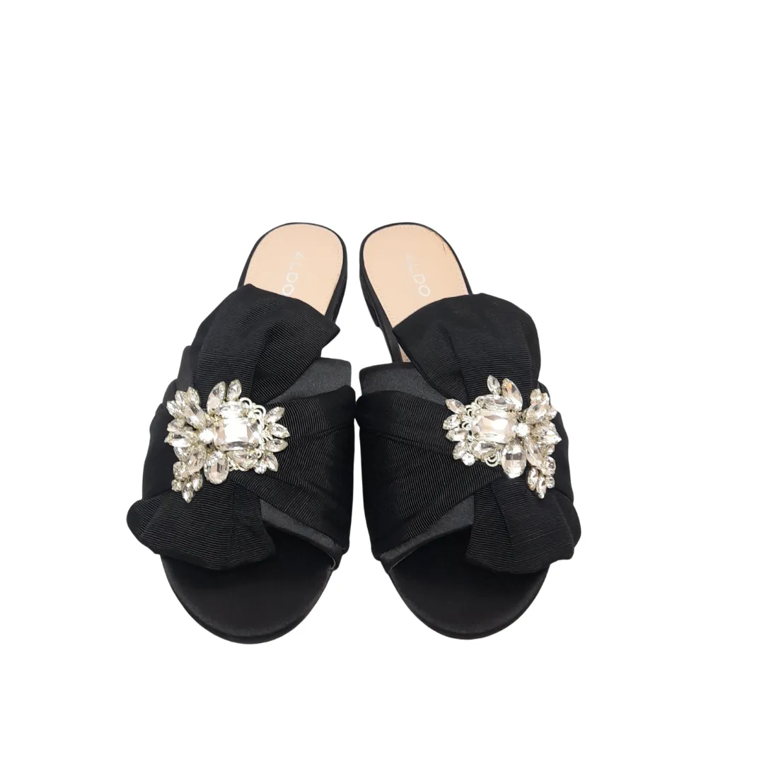 ALDO Black Pleated Rhinestone Flats | Like New |