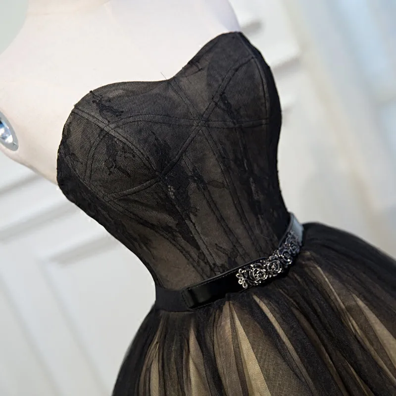 Black Lace Tulle Simple Homecoming Dresses Pretty Short Party Dresses OM916