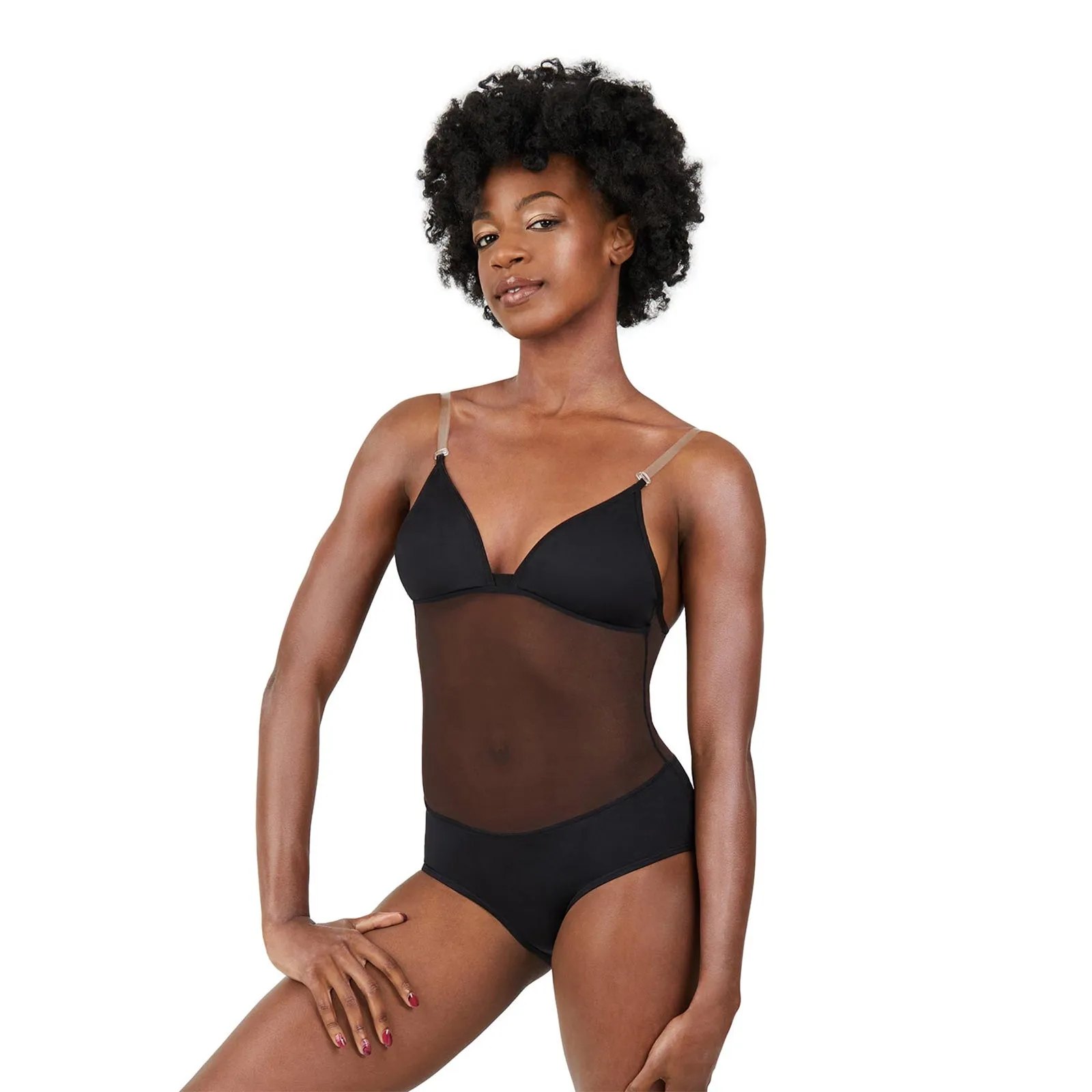 Capezio Plunge Neck Mesh Midriff Liner