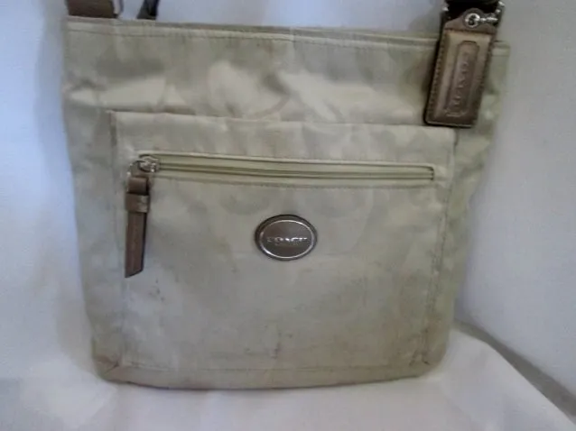 COACH F77408 GETAWAY Jacquard Signature Shoulder Bag Crossbody Swingpack Purse KHAKI ECRU