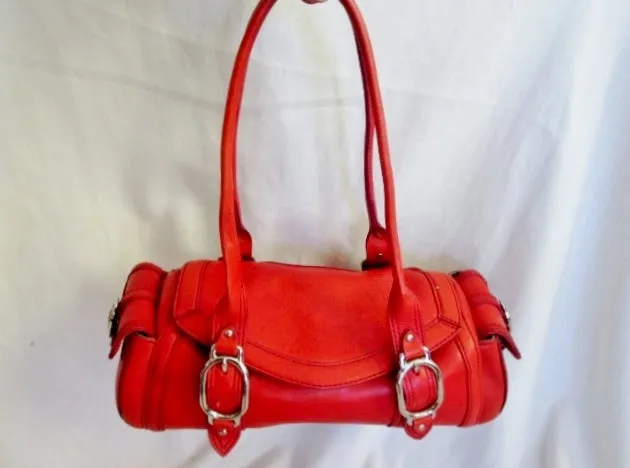 COLE HAAN TRINITY H04 leather handbag shoulder bowler bag Satchel medical RED TOMATO