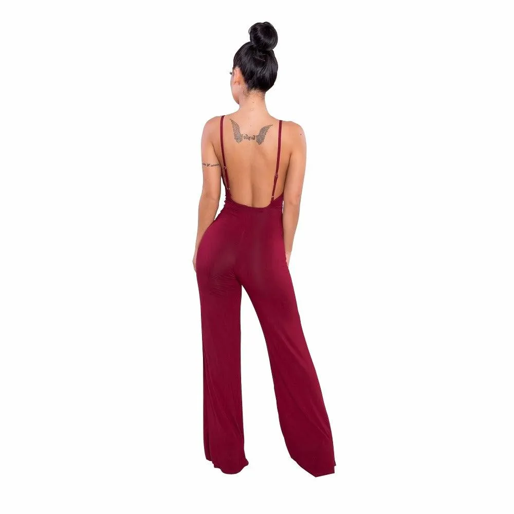 CRISSCROSS BACKLESS WRAP JUMPSUIT