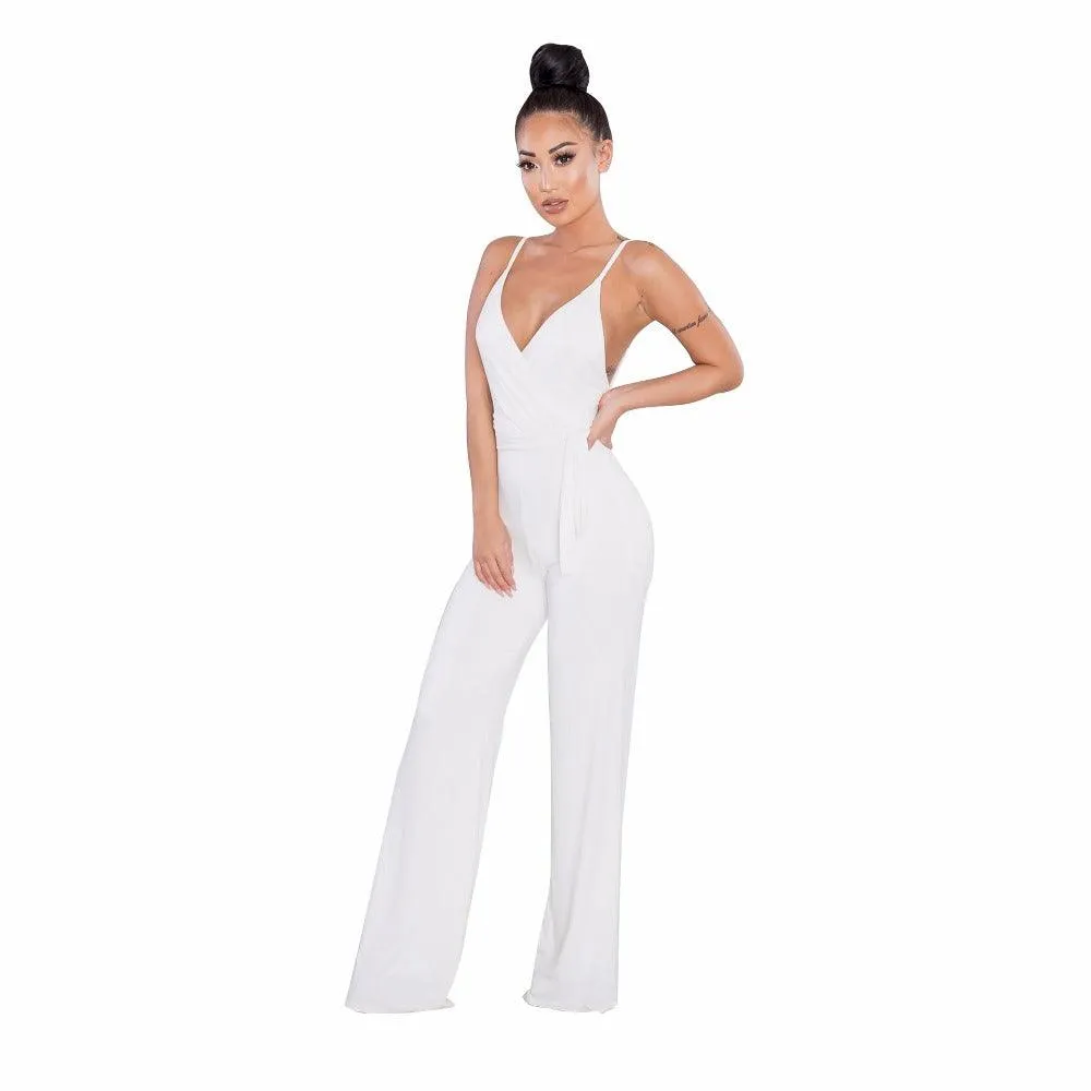 CRISSCROSS BACKLESS WRAP JUMPSUIT