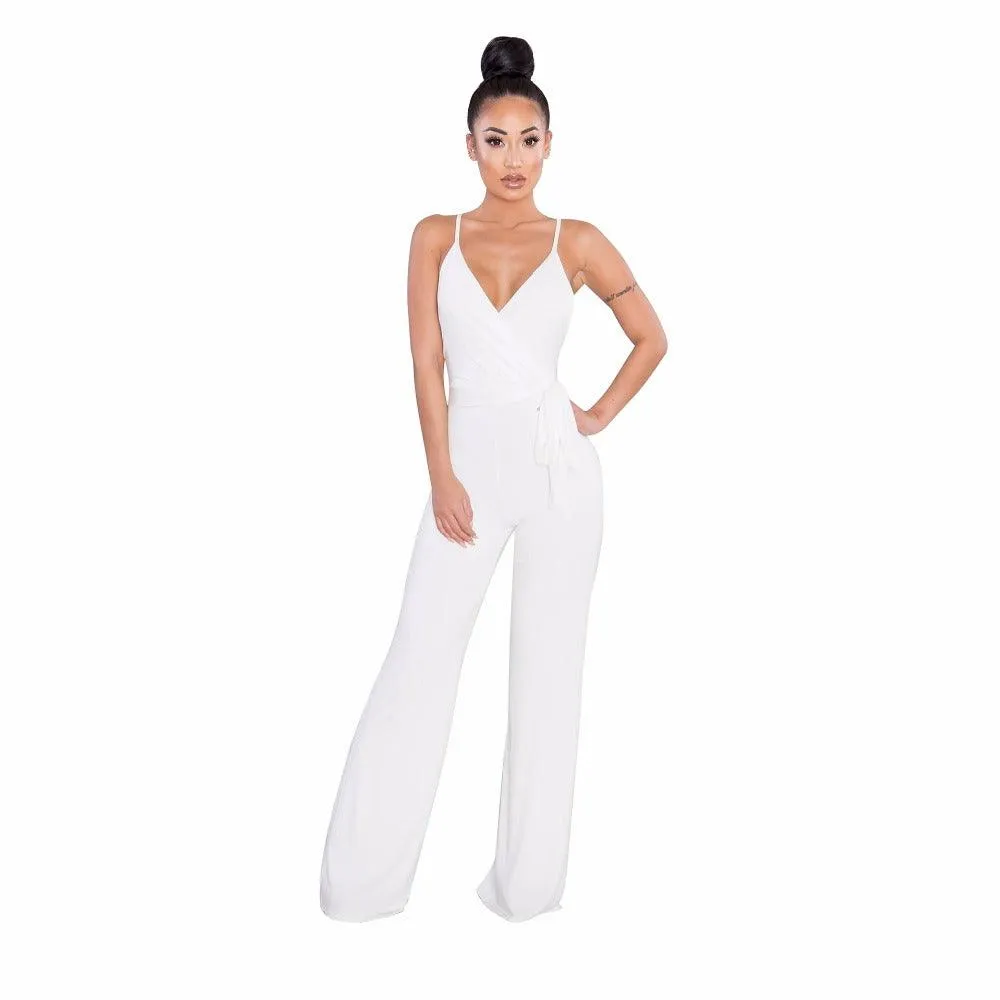 CRISSCROSS BACKLESS WRAP JUMPSUIT