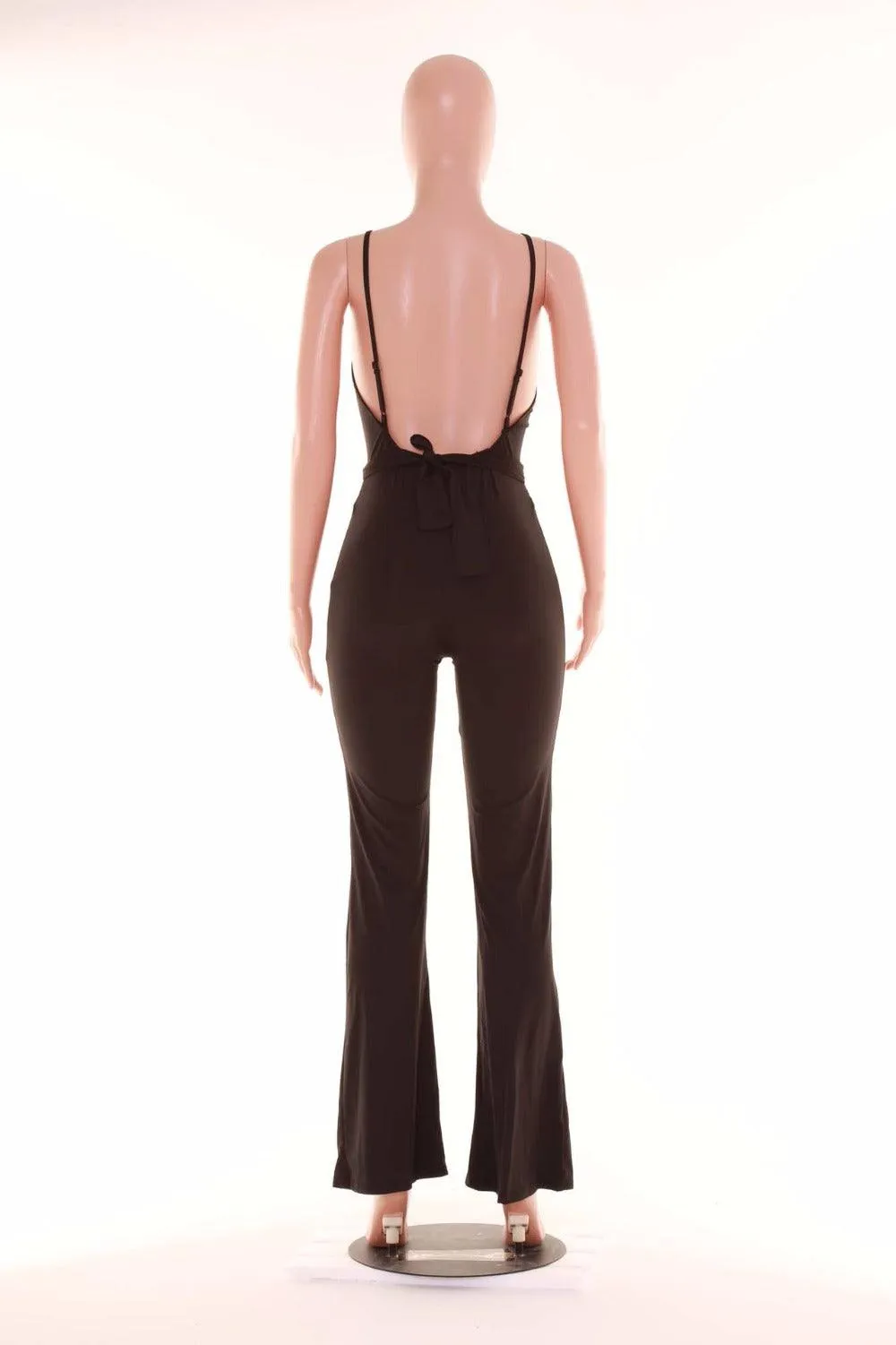 CRISSCROSS BACKLESS WRAP JUMPSUIT