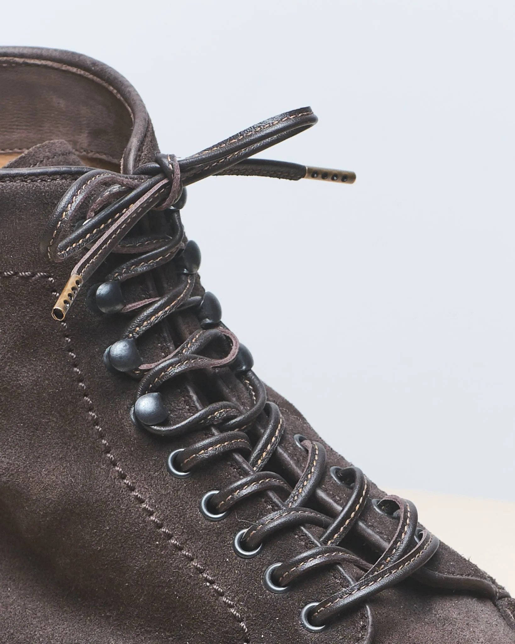 Dark Brown | Stitched Leather Laces