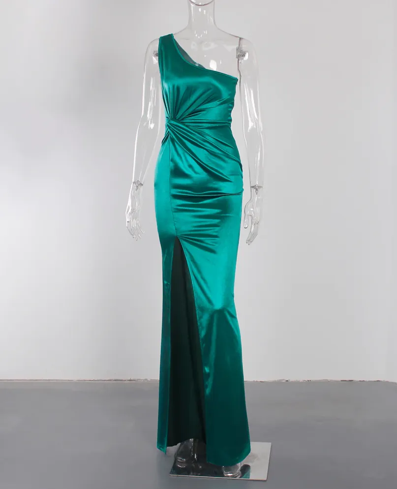 Elora Satin Dress - Green