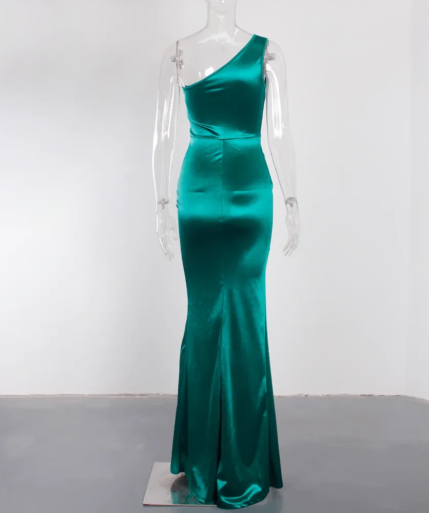 Elora Satin Dress - Green