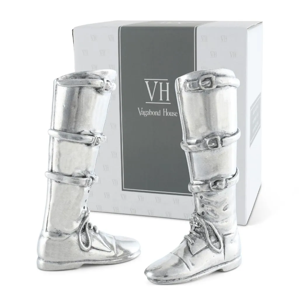 Equestrian Pewter Riding Boot Salt and Pepper Set