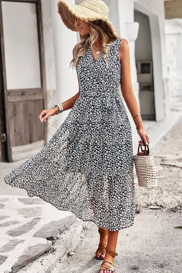 Fashion U Neck Trendy Button Midi Dress