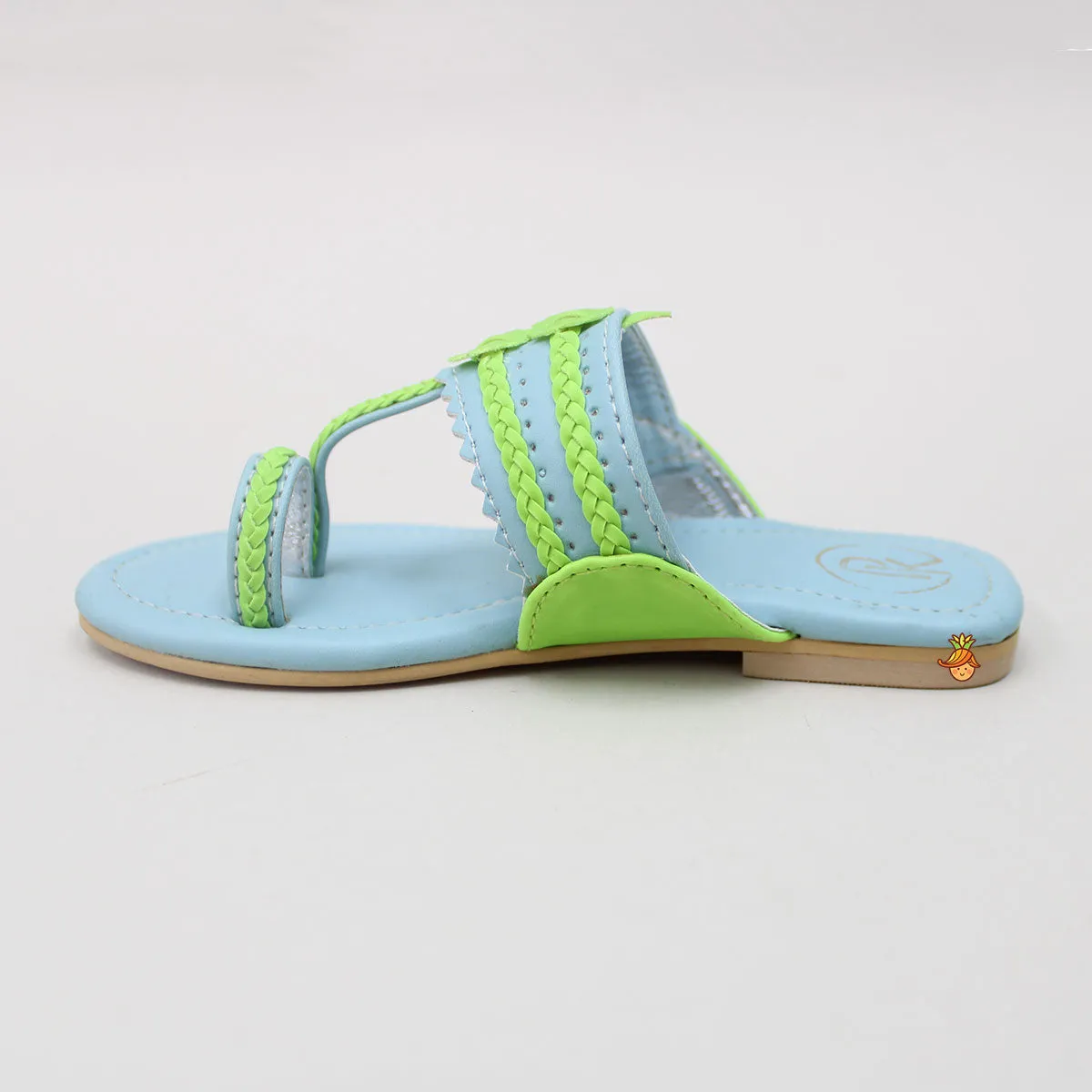 Green And Blue Dual Tone Kolhapuri Flats