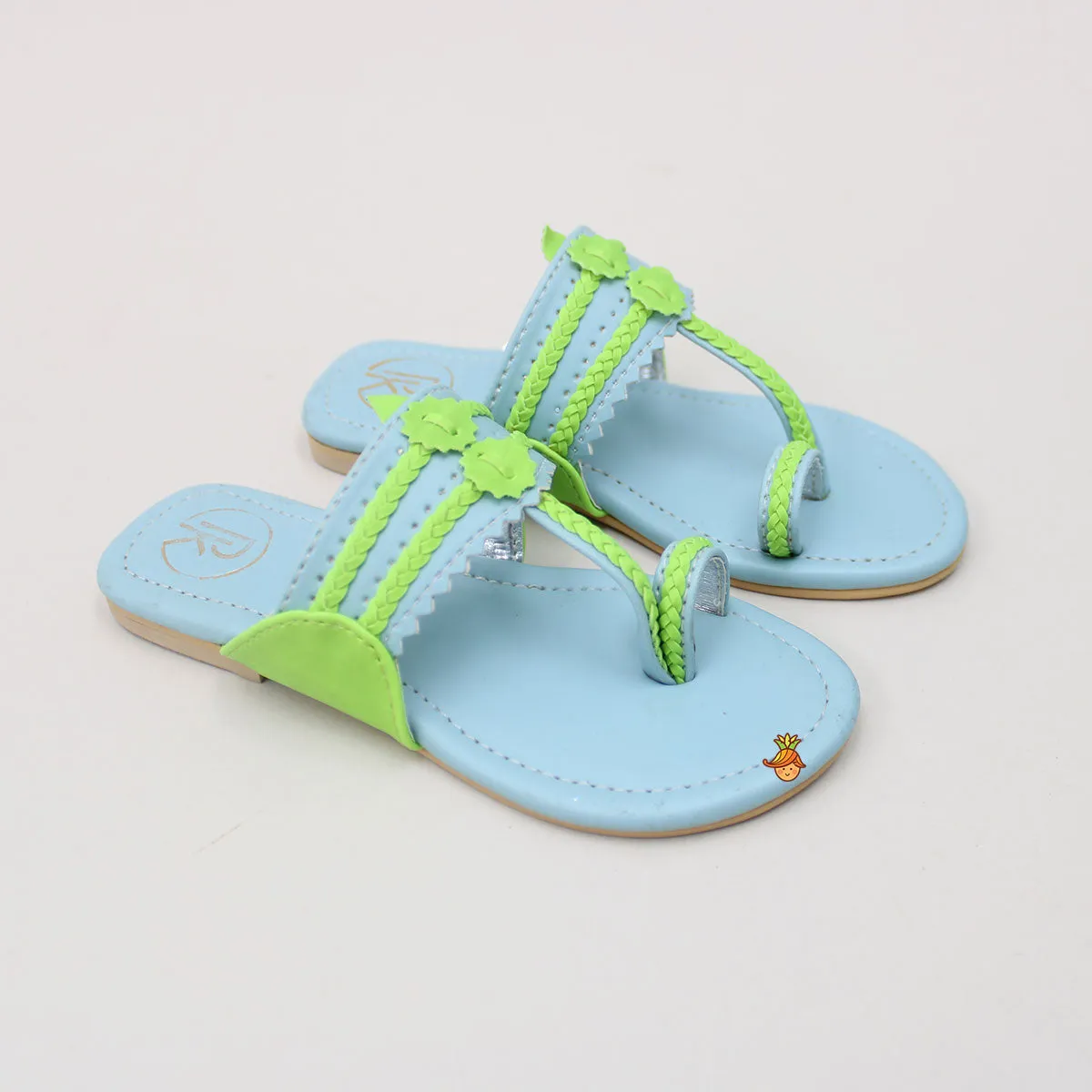 Green And Blue Dual Tone Kolhapuri Flats