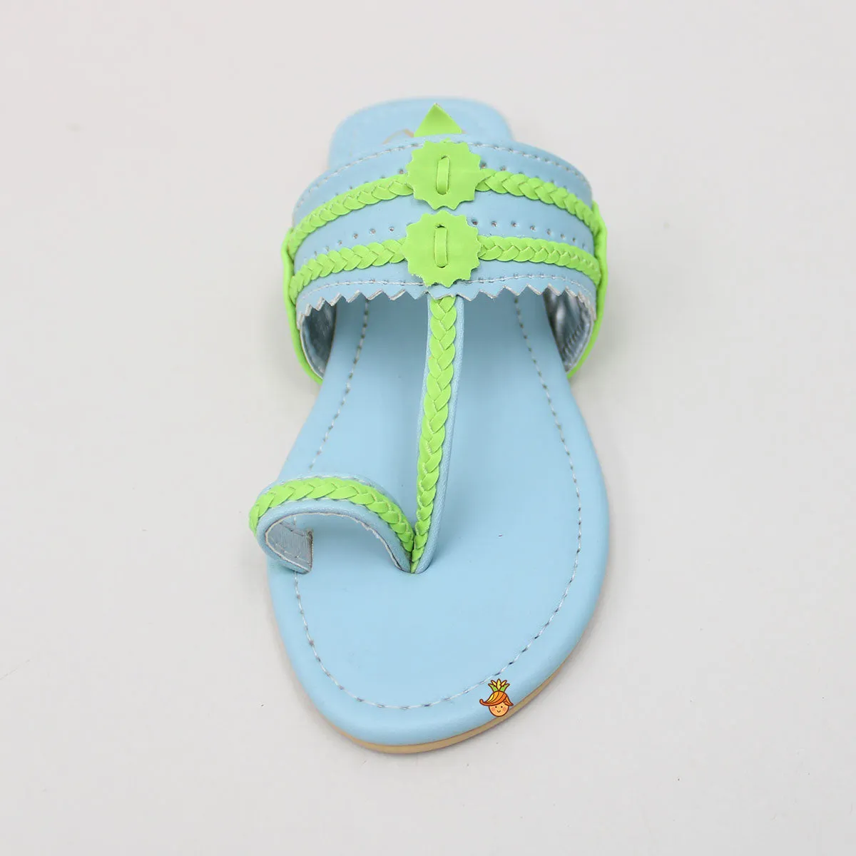 Green And Blue Dual Tone Kolhapuri Flats