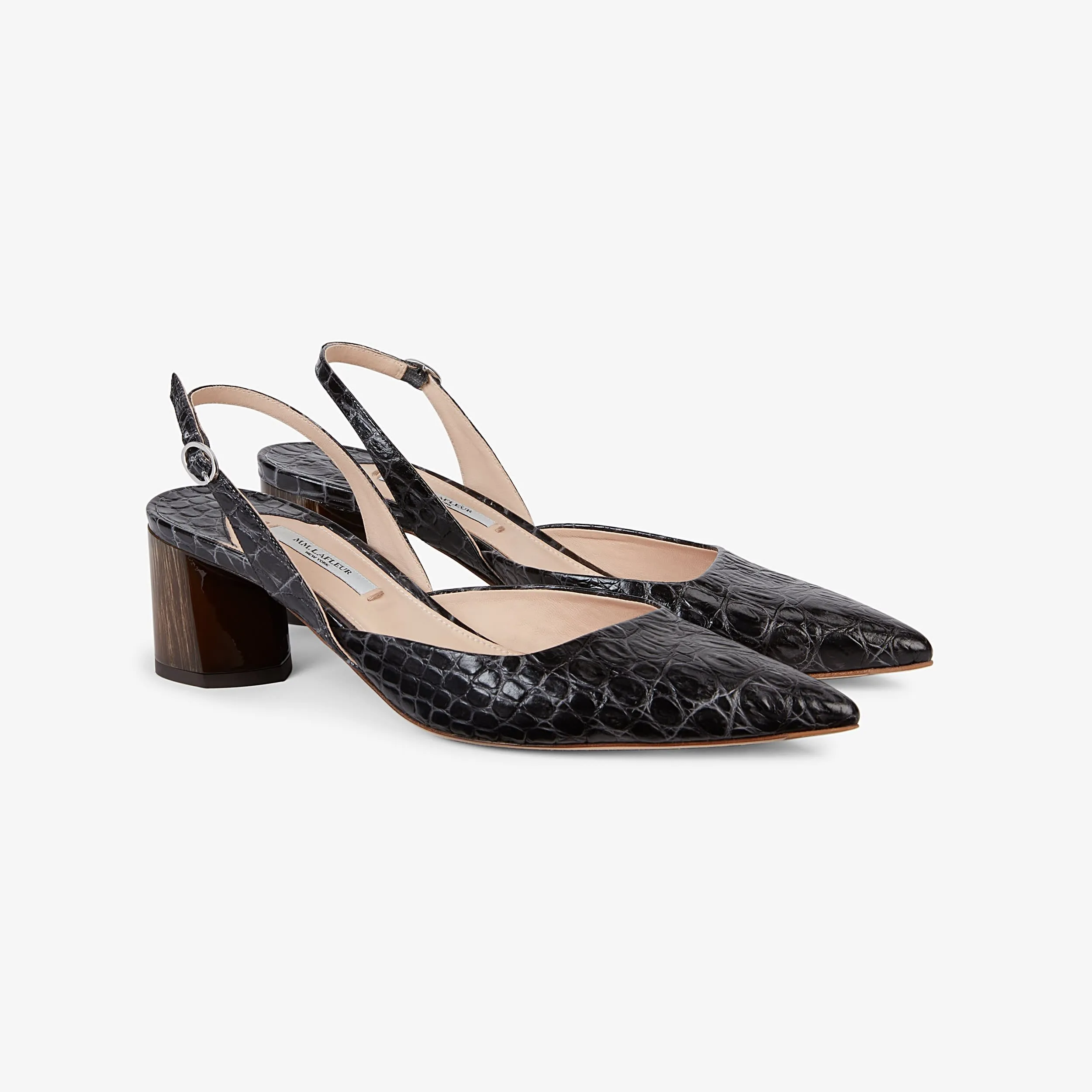 Irene Slingback - Embossed Croc :: Onyx