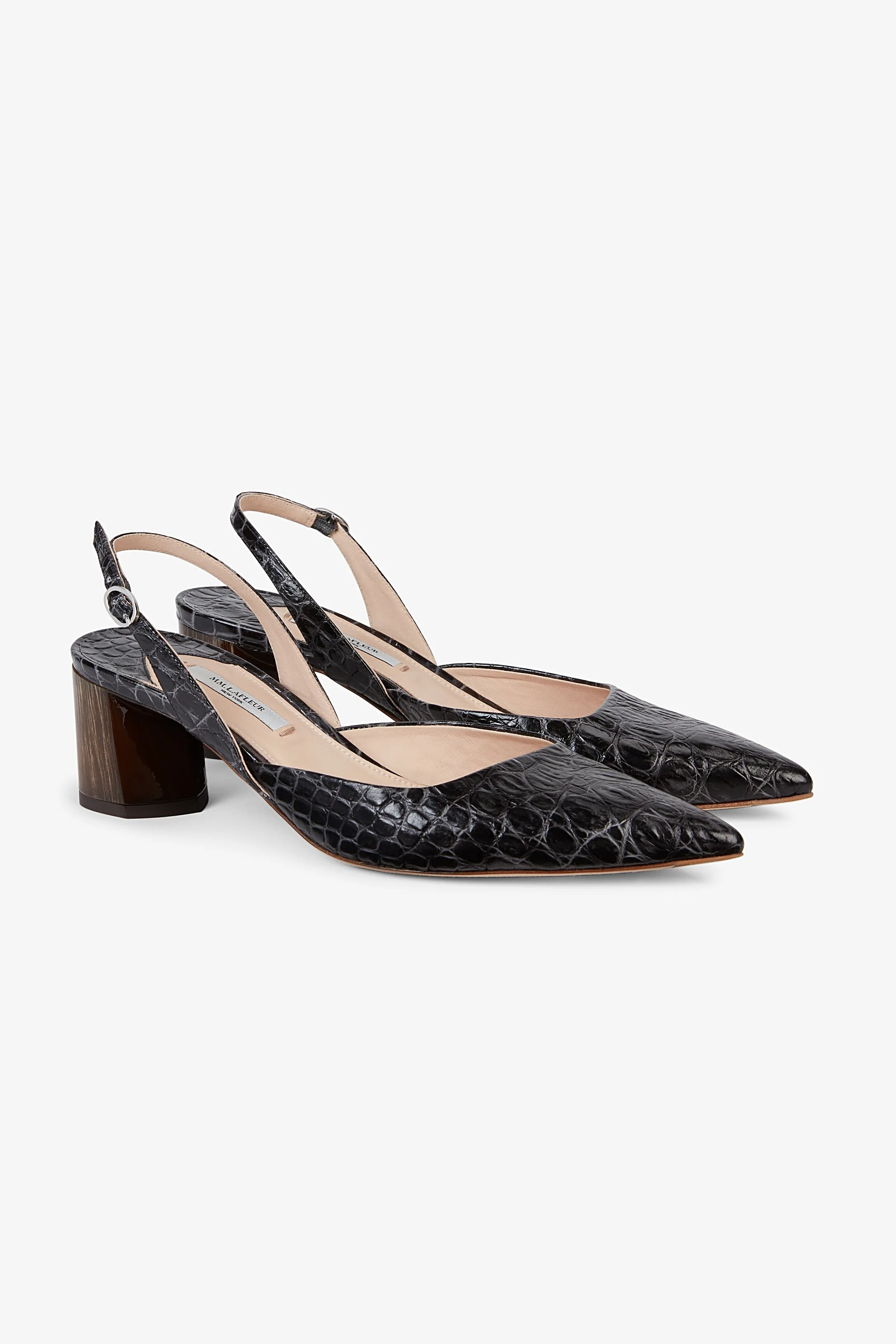 Irene Slingback - Embossed Croc :: Onyx