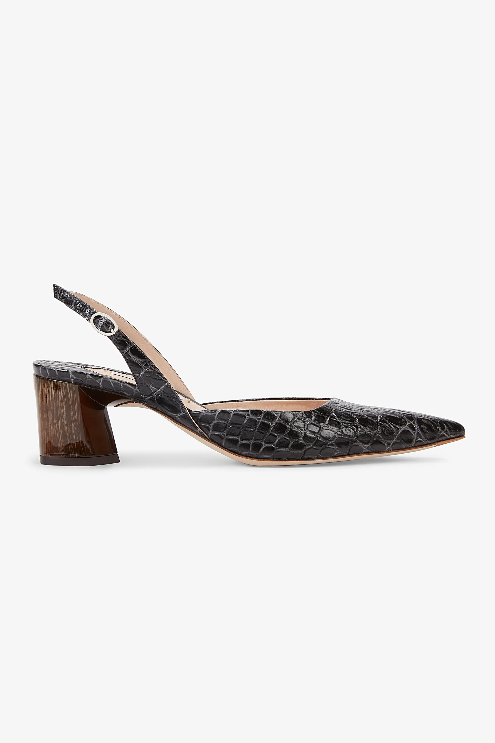 Irene Slingback - Embossed Croc :: Onyx