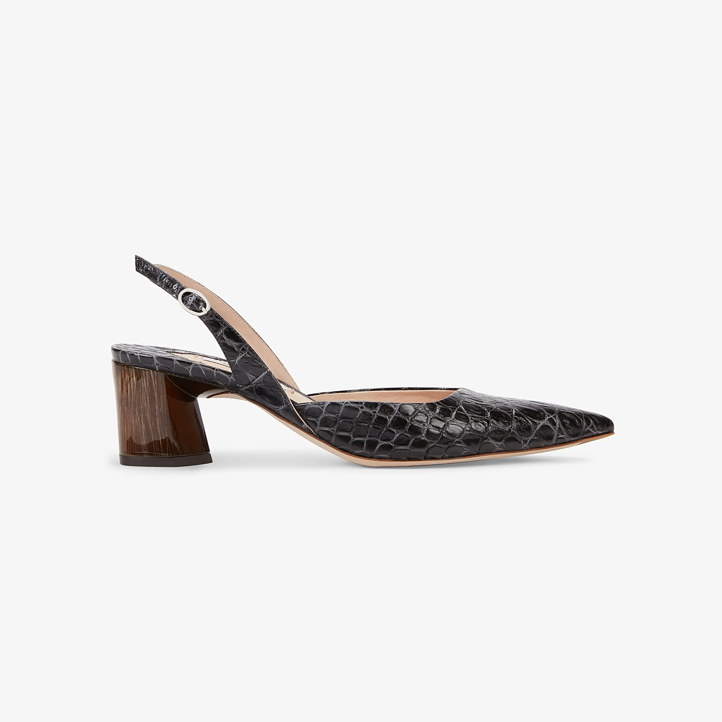 Irene Slingback - Embossed Croc :: Onyx