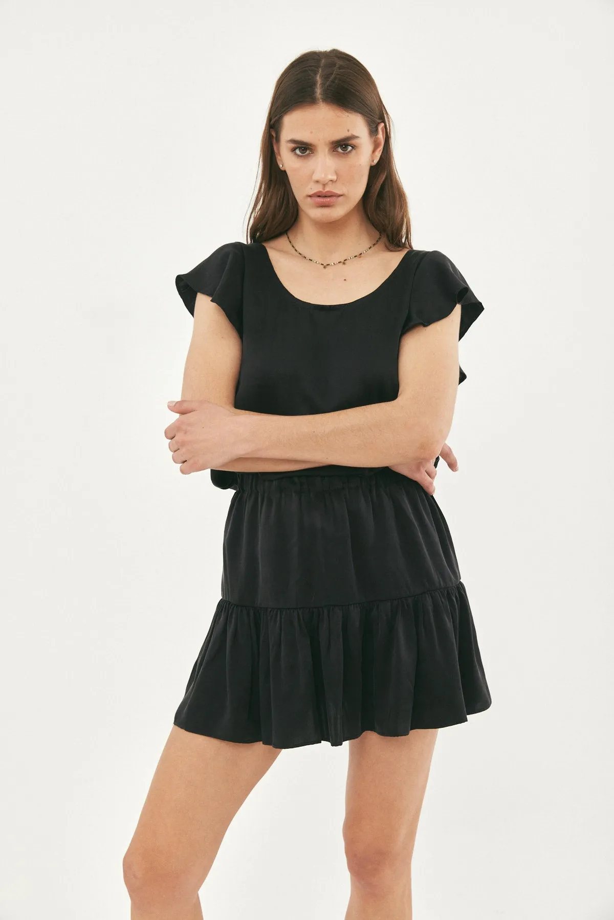 KIM BLACK FARFALLE SILK SKIRT