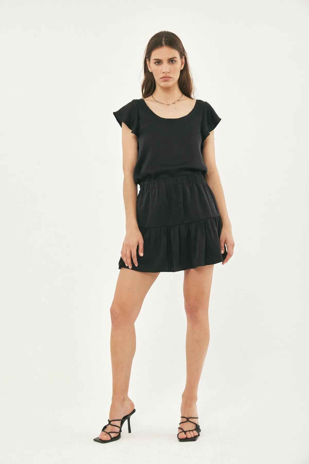 KIM BLACK FARFALLE SILK SKIRT