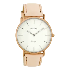 Powder pink  watch with powder pink leather strap