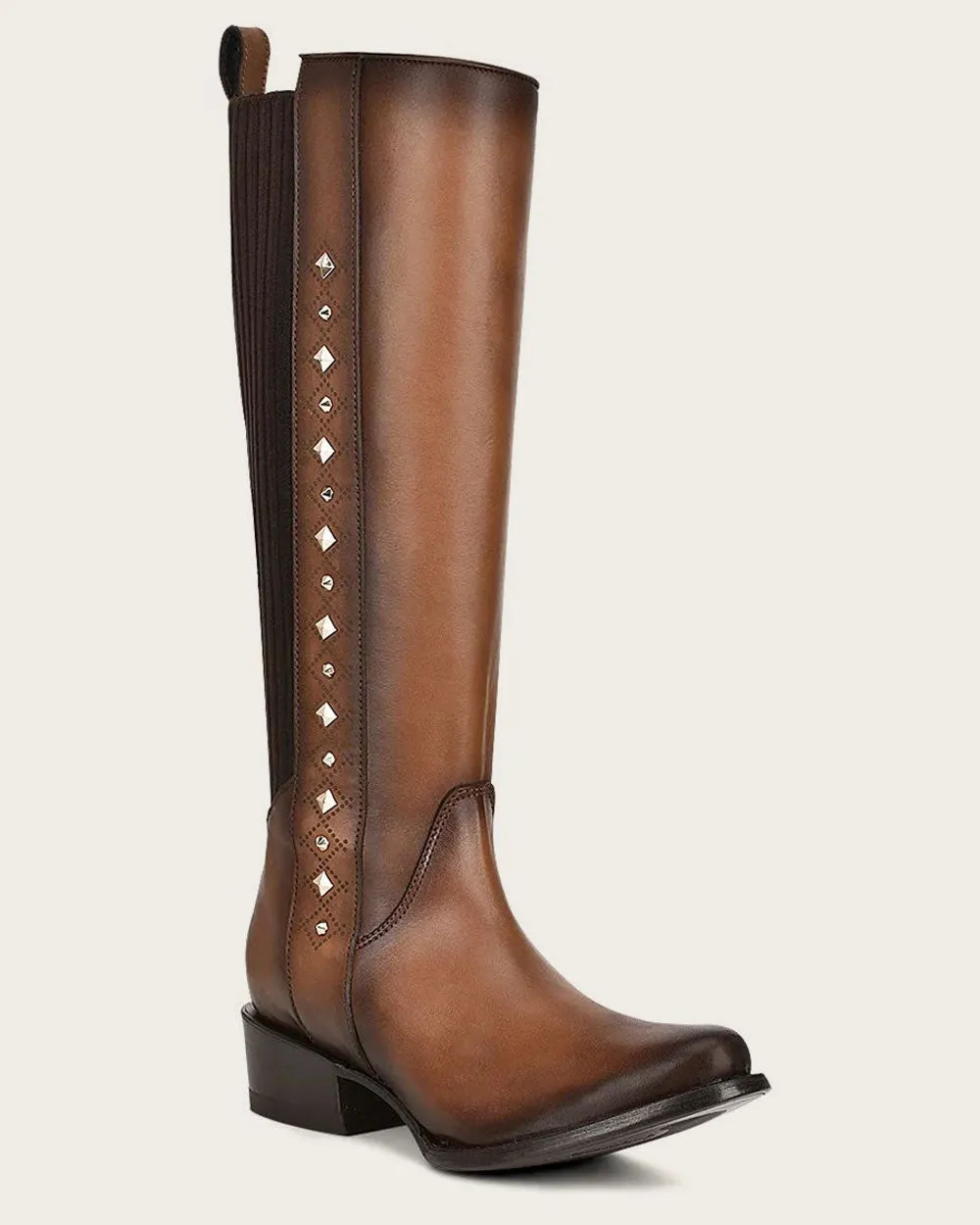 Riding style brown bovine boot